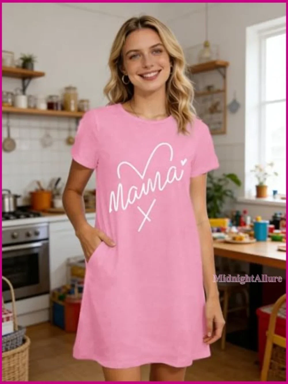 Mommy and Me Dresses Mother Daughter Matching with Pockets Short Sleeve